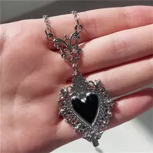 Collar con colgante de corazón negro de color plata antigua con diseño de sagrado corazón para mujeres, joyería de personalidad para fiestas, regalo para el Día de la Madre, Madre, Mamá, San Valentín