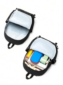 1條純色聚酯帶有可調節肩帶和拉鍊,男女通用,適用於日常穿著全年使用 - 黑色 - 查看 3