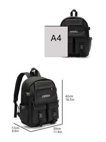 1條純色聚酯帶有可調節肩帶和拉鍊,男女通用,適用於日常穿著全年使用 - 黑色 - 查看 2