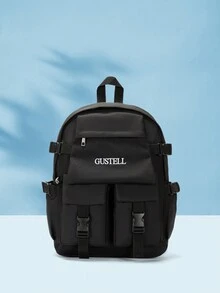 1條純色聚酯帶有可調節肩帶和拉鍊,男女通用,適用於日常穿著全年使用 - 黑色 - 查看 4