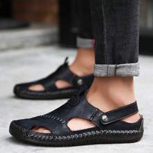 Men's Summer New Casual Sports Sandals, Handmade Beach Sandals - Black - View 2