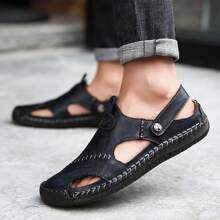 Men's Summer New Casual Sports Sandals, Handmade Beach Sandals - Black - View 1