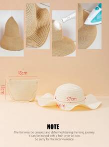 2入組/套女士乳白色時尚沙灘草編斜揹包和遮陽帽套裝,非常適合度假和沙灘穿著 - 白色 - 查看 4