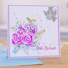 1 Piece Of Rose Background, Carbon Steel Metal Embossed Paper Cutting Blade Mold, Fresh Style, DIY Scrapbook Photo Album Decorative Embossing Tool - Silver - View 4