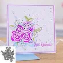 1 Piece Of Rose Background, Carbon Steel Metal Embossed Paper Cutting Blade Mold, Fresh Style, DIY Scrapbook Photo Album Decorative Embossing Tool - Silver - View 5