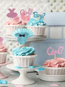 12pcs Gender Reveal Theme Party Cake Decorations - Multicolor - View 3