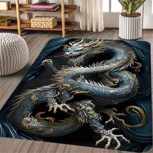 1條3d視覺水晶絨地毯,柔軟舒適防滑地墊,快速乾燥,可機洗,適用於客廳、臥室、入口門墊、房間裝飾 - 復古龍圖騰 - 查看 6