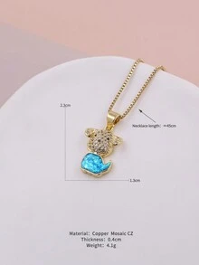 2023 New Design Luxury Plated Gold Cubic Zirconia Sparkling Butterfly Dog Eyes Moon Virgin Pendant Necklace Women Fashion  Jewelry - Blue - View 17