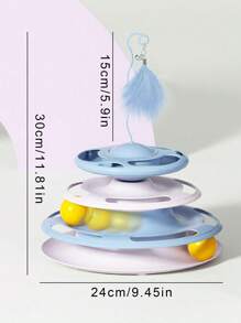 1pc Intelligent Interactive Cat Turntable Toy, Treat Dispenser For Cats Only - Blue - View 2