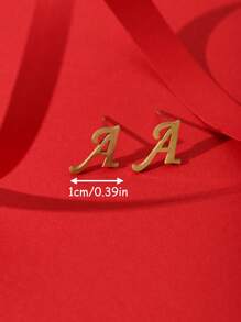 1套時尚、潮流、優雅、淑女風格的金色不鏽鋼26字母吊墜項鍊和耳環套裝,珠寶禮盒：通過發送大寫字母名字首字母,製作驚喜禮物和浪漫禮物,為女友或妻子的生日制造驚喜 - 金色 - 查看 8