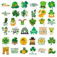 St Patricks Day 50pcs Stickers + 6pcs Make A Face Stickers, St Patricks Day Make Your Own Stickers Cartoon Clover St Patricks Day Characters Party Favors Decoration, Water Bottle Vinyl Waterproof Stickers For Students Teens Adults - Green - View 2