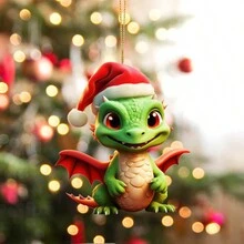 8入組新聖誕恐龍系列亞克力扁掛件裝飾 - 恐龍8套 - 查看 3