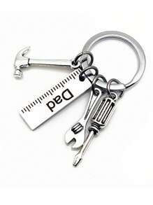 1入組/2入組不鏽鋼diy父親節鑰匙扣,鎚子,螺絲刀和扳手圖案,給爸爸的絕佳禮物