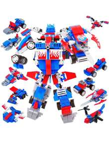 1套變形超級英雄積木diy教育拼圖玩具,隨機配色及配件,是兒童的極佳禮物 - 彩色 - 查看 7