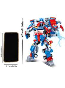 1套變形超級英雄積木diy教育拼圖玩具,隨機配色及配件,是兒童的極佳禮物 - 彩色 - 查看 6