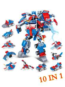 1套變形超級英雄積木diy教育拼圖玩具,隨機配色及配件,是兒童的極佳禮物 - 彩色 - 查看 5