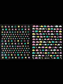 2 Sheets Star Nail Art Stickers Decals, Cloud Nail Stickers, 3D Self-Adhesive Macraron Star Nail Sticker - Multicolor - View 2