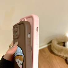 1pc Pink Lovers Silicone Shockproof Phone Case For Men, Compatible With Iphone - Pink - View 5