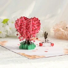 1set Valentine'S Day Love Tree 3d Greeting Card, Creatively Designed With Thankful Blessings, Business Gift Card, Ideal For Girlfriend As Gift Card - Multicolor - View 1