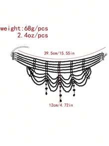 Yanxyad 黑色朋克高級哥德式誇張項鍊,巴洛克水晶復古項鍊,多層串珠鎖骨鍊,女性專用