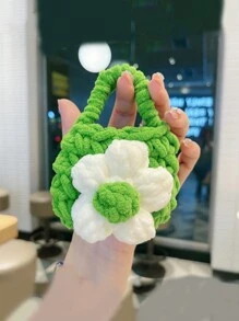 1 件綠色編織袋,耳機袋,創意花袋,蘋果耳機保護套,耳機通用包,送給女孩和女士的情人節禮物 - 綠色 - 查看 3