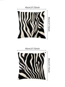 2pcs/Set Modern Style Black And White Zebra Pattern Linen Decorative Pillow Cover, 45cm*45cm/17.72in*17.72in Square, Single Side Printed, Soft And Comfortable, Suitable For Daily Home Decoration (Pillow Core Not Included)