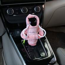 1pc Car Gear Shift Knob Sweater Cover, Automotive Interior Decoration - Pink - View 5