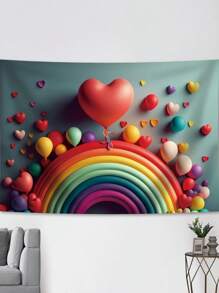 1入兒童城堡心形和彩虹拱形背景布生日派對裝飾道具 - 彩色 - 查看 4