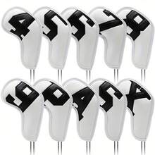 10pcs Waterproof Golf Iron Head Covers (4-9 Pack) - Durable PU Material For Ultimate Club Protection And Longevity - Black - View 2