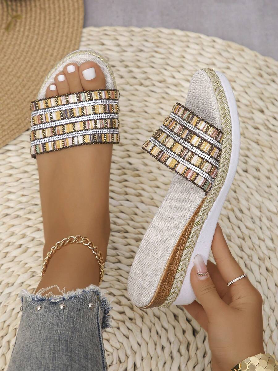 Neu Eingetroffene Sommerliche Damenschuhe Mit Keilabsatz Und Dicker Sohle, Modisch, Vielseitig, Bequem Und Kühl - Verschiedenfarbig - Übersicht 1