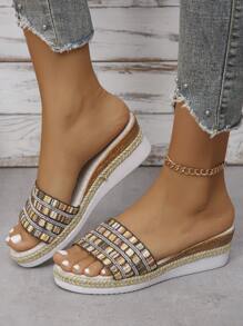 Neu Eingetroffene Sommerliche Damenschuhe Mit Keilabsatz Und Dicker Sohle, Modisch, Vielseitig, Bequem Und Kühl - Verschiedenfarbig - Übersicht 2