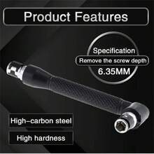1/2pcs Double-Ended L-Shaped Mini Socket Wrench, Extension Handle Screwdriver Spanner, 1/4" 6.35mm Screwdriver Bits Key Utility, 90 Degree Right Angle Screwdriver Adapter Utility Tool For Manual Maintenance DIY - Black - View 5