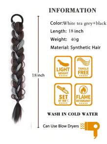 1個長織髮馬尾假髮,適合於女性度假之用,黑色高光染色假髮(1號)。 - 灰色 - 查看 4