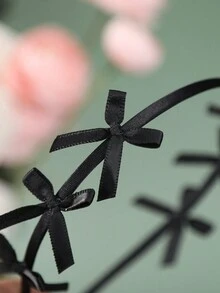 1條芭蕾風格蝴蝶結頭帶 - 黑色 - 查看 3