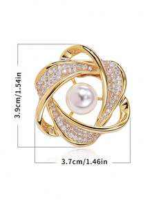 Floral Brooch & Scarf Buckle, Dual-Use Fashionable High-End Brooch Pin Accessory For Clothing Decoration - Gold - View 3