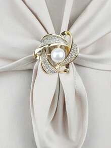 Floral Brooch & Scarf Buckle, Dual-Use Fashionable High-End Brooch Pin Accessory For Clothing Decoration - Gold - View 5