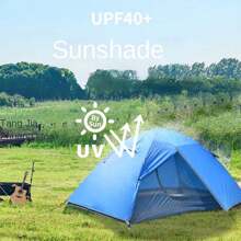 2 人戶外露營帳篷,雙層牛津布,防水防曬,適合露營和健行 - 綠色 - 查看 3