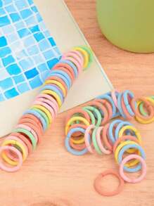 60 件迷你彩色弹性环形发带，适合日常使用和任何场合休闲马尾辫发绳 - 彩色 - 查看 14