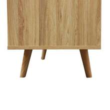 Mid Century TV Stand With Rattan-Decorated Doors, Spacious Cabinets, And Adjustable Shelf - Wood TV Console Table With Drawers - Media Stand For TV - Natural Oak - View 5