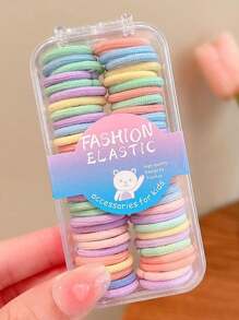 60 件迷你彩色弹性环形发带，适合日常使用和任何场合休闲马尾辫发绳 - 彩色 - 查看 26