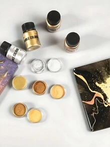 1 Bottle Shimmer Metallic Golden Silvery Color Powder, Faux Pearlescent Colorant Pigment, Dye Colorant Glitter Mica Powder For DIY Painting Resin Jewelry Making