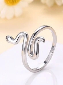 1枚復古動感蛇形設計開口戒指,多用途自豪女性配件,適合秋冬日常佩戴或送女友為禮物 - 戒指 - 查看 3