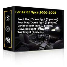 Luz Led Interior De Coche Para Audi A1 A2 A3 A4 A5 A6 Tt, Reemplazo De Luz De Mapa, Cúpula, Espejo De Tocador, Guantera, Maletero, Blanco De 6000k, Sin Error De Canbus