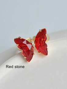 MECYLIFE 1 pieza Anillo ajustable de cristal de colores y mariposa con rhinestones, adecuado para mujeres