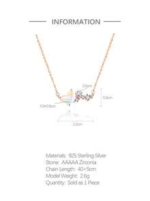 1個優雅奢華的925銀立方鋯石和玻璃蝴蝶、星星和玫瑰金鍍頸鏈,適合女士日常佩戴、生日派對、情人節約會等場合,是絕佳禮物 - 彩色 - 查看 5