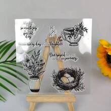 1入祝福金屬切割模板和郵票,暴力真空包裝,創意手工藝卡庫可用,2023新郵票和模板 - Clear Stamp SU-111 - 查看 3