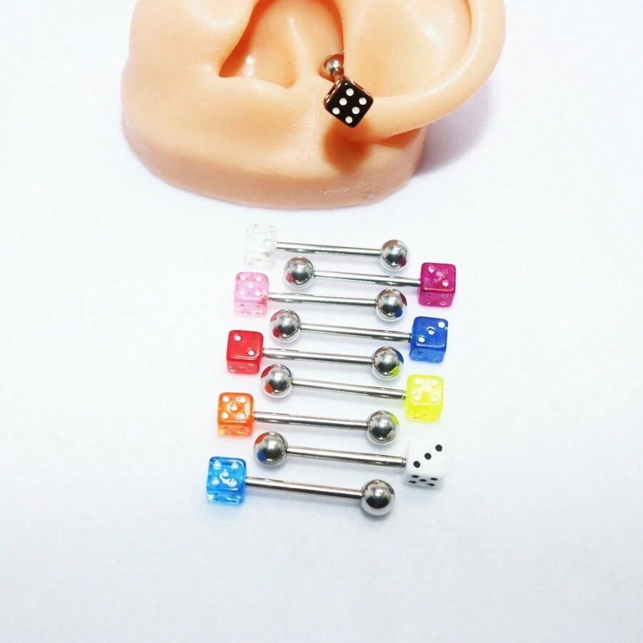 10 件套舌環,帶過濾器形狀設計,多種款式和顏色,性感時尚的身體穿孔物品；一款可愛的女士舌環；生日、聖誕節、週年紀念、情人節、婚禮、職業、舞會和萬聖節派對的完美禮物 - 彩色 - 查看 1