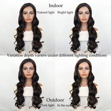 跨境寬鬆波浪中間長捲髮女式耐熱纖維假髮,66 厘米/26 英寸,黑色 - 黑色 - 查看 8