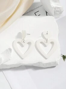 1pair Acrylic Heart Shape Earrings For Women, European & American Simple Design, Valentine's Day Gift, Daily Wear