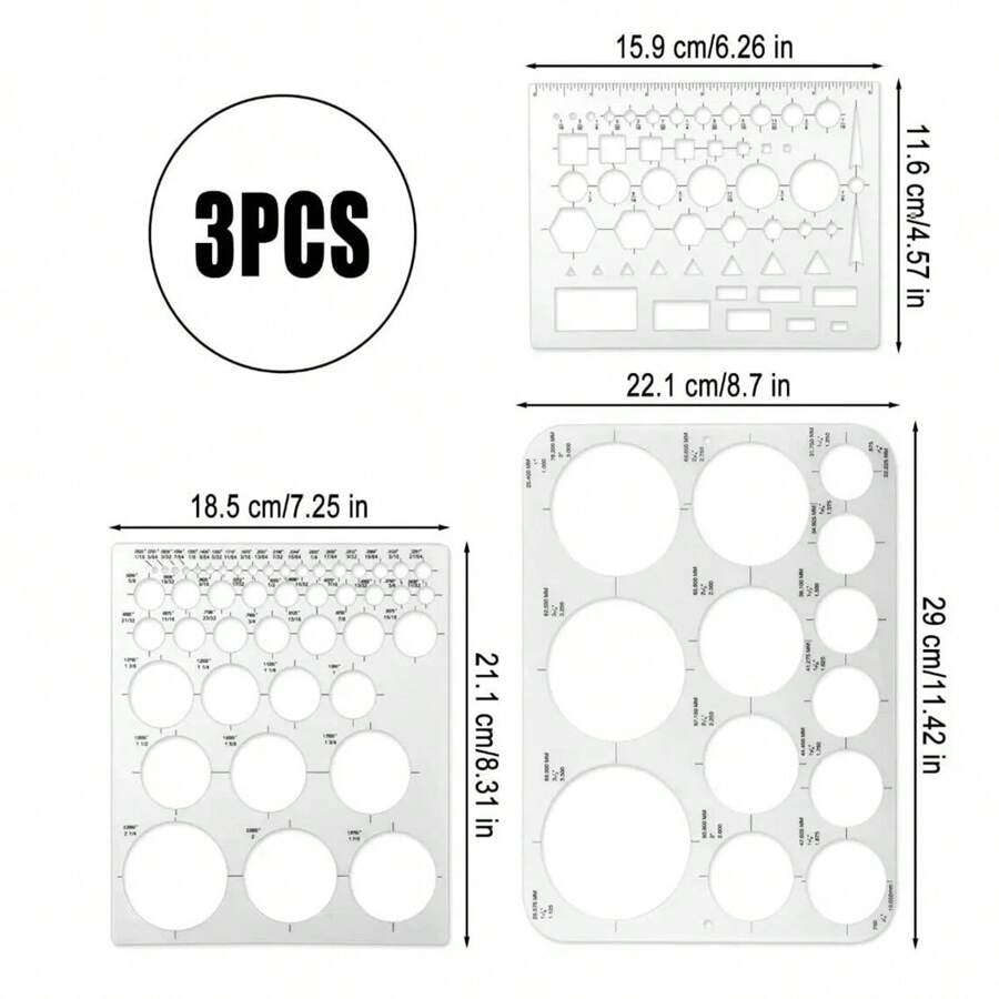 Circle Template Ruler 3 Pack Circle Round Stencil Measure Templates For